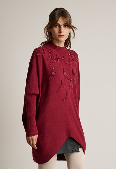 Πλεκτή μπλούζα oversize ασύμμετρη
