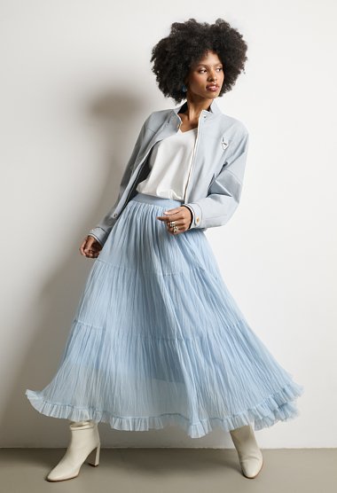 Maxi pleated skirt with ruffle
