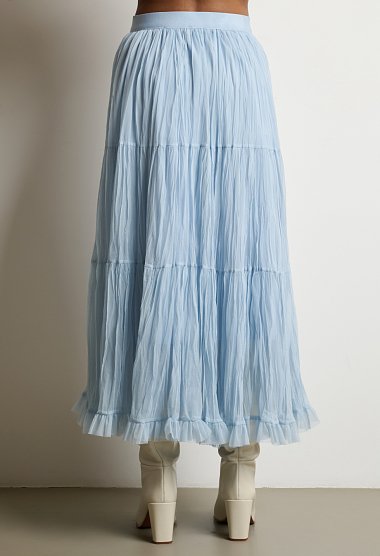Maxi pleated skirt with ruffle