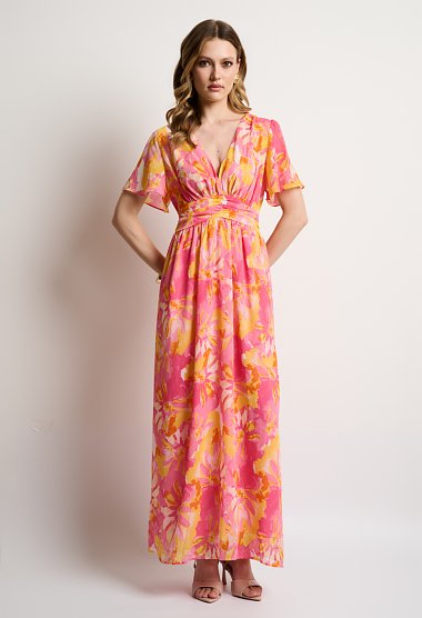 Floral maxi φόρεμα με ελαστική μέση