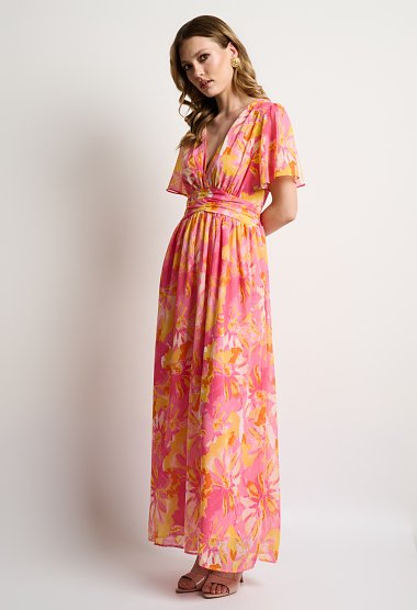 Floral maxi φόρεμα με ελαστική μέση
