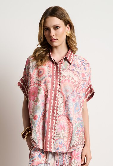 Εμπριμέ πουκαμίσα oversized με floral paisley print