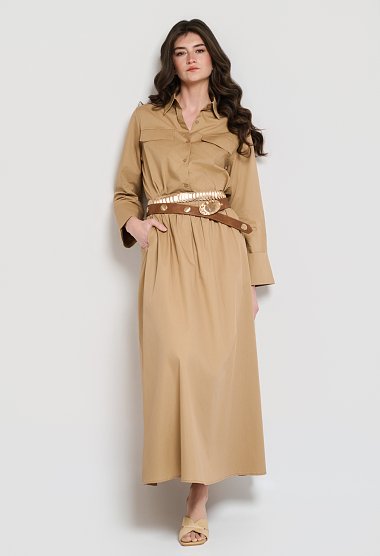 Beige set with a maxi skirt and shirt