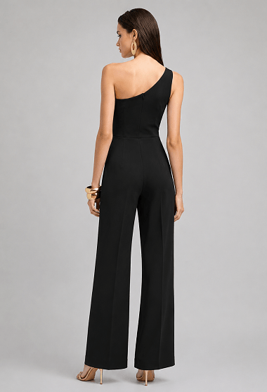 Ολόσωμη φόρμα one shoulder με μεταλλική αγκράφα