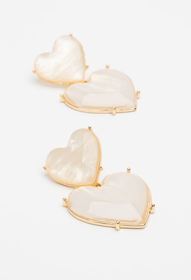 Heart drop earrings with gold trim