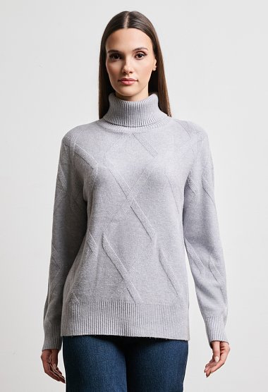 Turtleneck with geometric pattern and glitter details