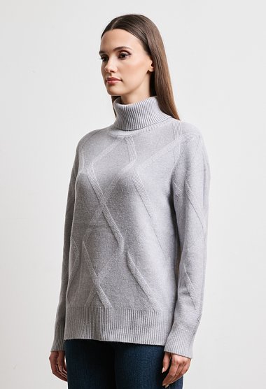 Turtleneck with geometric pattern and glitter details