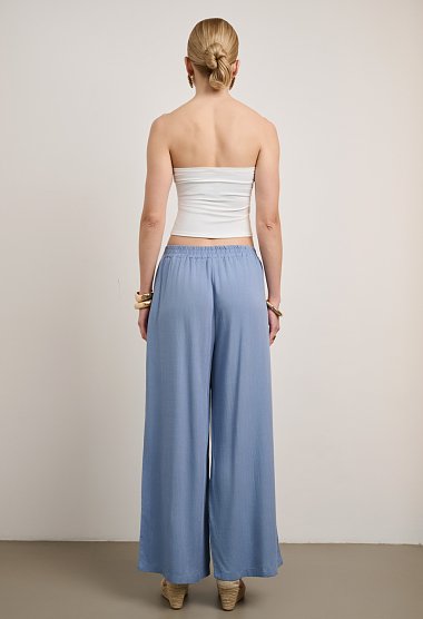 Sleeveless top set with metallic detail and wide-leg trousers