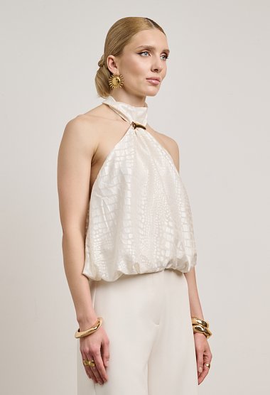 Halter top with metallic detail