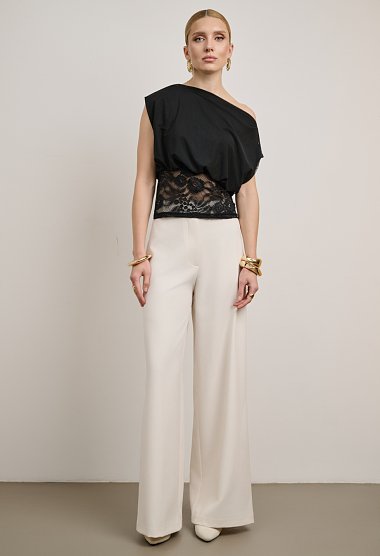 Asymmetric top with lace trim