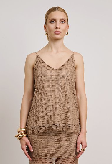 Knitted cami top with straps and V-neckline