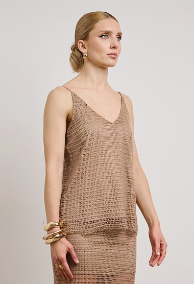 Knitted cami top with straps and V-neckline