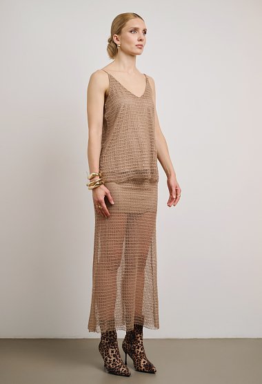 Knitted skirt with an openwork texture