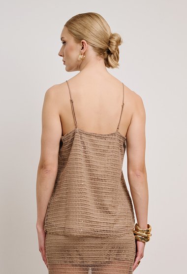 Knitted cami top with straps and V-neckline
