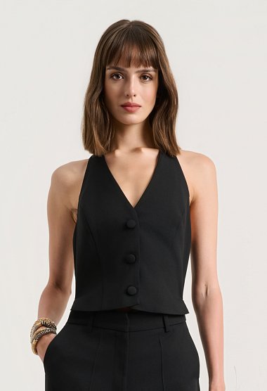 Halter jumpsuit with buttons