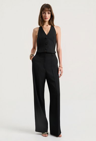 Halter jumpsuit with buttons