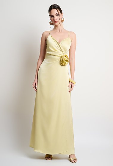 Satin maxi dress with thin straps