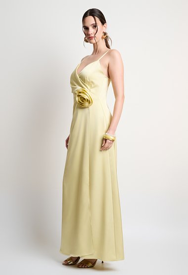Satin maxi dress with thin straps
