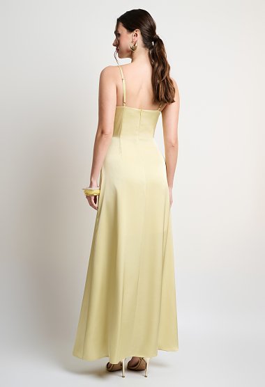 Satin maxi dress with thin straps
