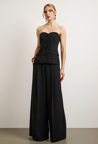 Strapless suit vest with buttons