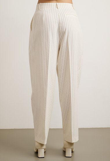 Striped Set with Top and High-Waisted Trousers
