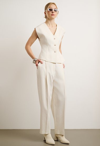 Striped Set with Top and High-Waisted Trousers