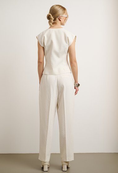 Striped Set with Top and High-Waisted Trousers