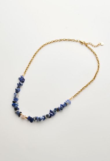 Gold-plated necklace with beads and pearl