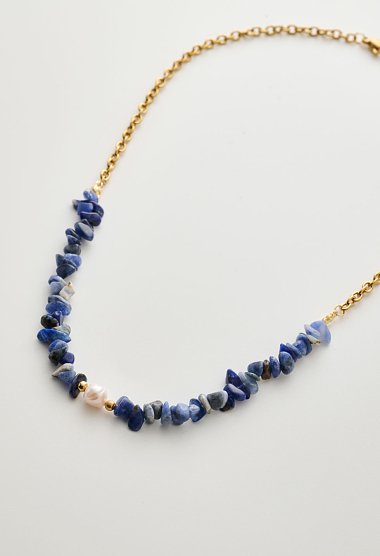 Gold-plated necklace with beads and pearl