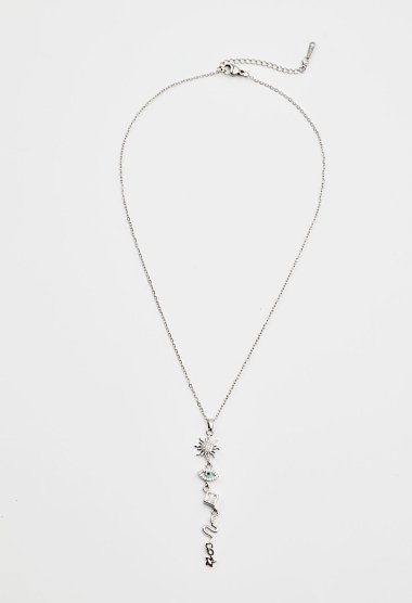 Necklace with dangling motifs and crystal details