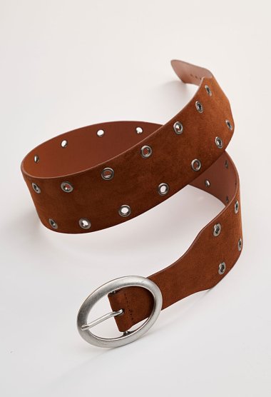 Suede belt with appliqué studs
