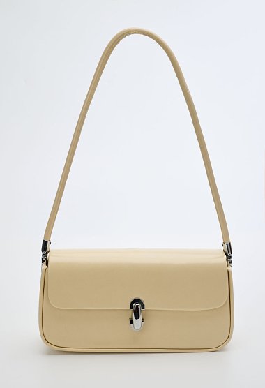 Yellow shoulder bag with twist-lock closure