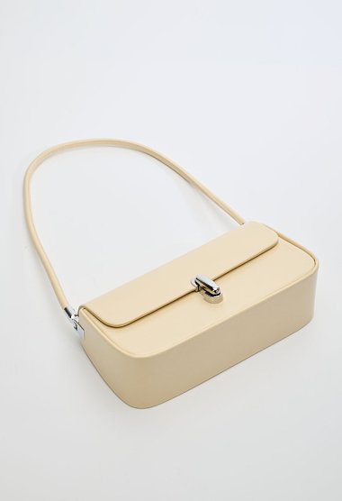 Yellow shoulder bag with twist-lock closure