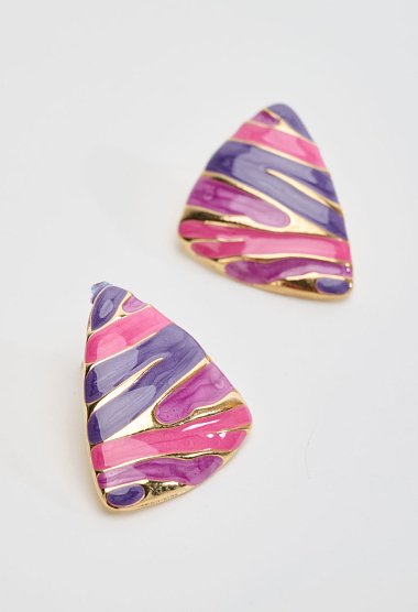 Earrings with a marbled effect in purple and pink