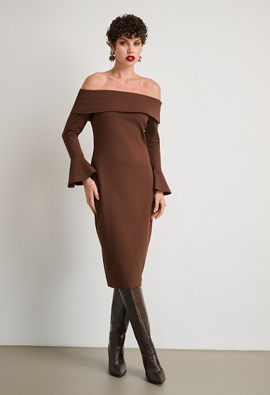 Φόρεμα midi off-shoulder