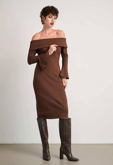 Φόρεμα midi off-shoulder
