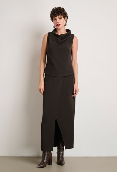 Midi wrap skirt with buckle detail