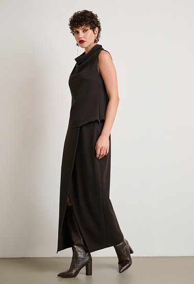 Midi wrap skirt with buckle detail
