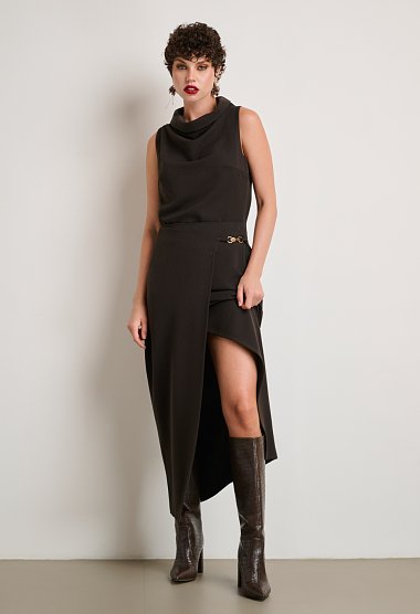 Midi wrap skirt with buckle detail
