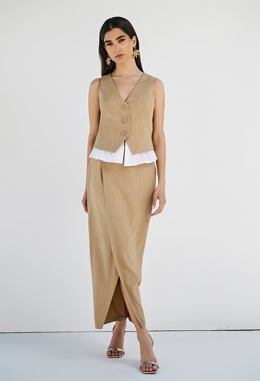 High-waisted wrap skirt