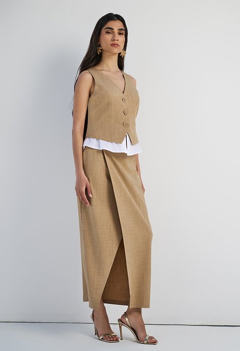 High-waisted wrap skirt