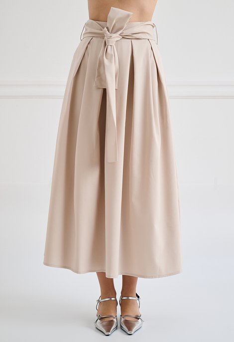Midi pleated skirt with belt