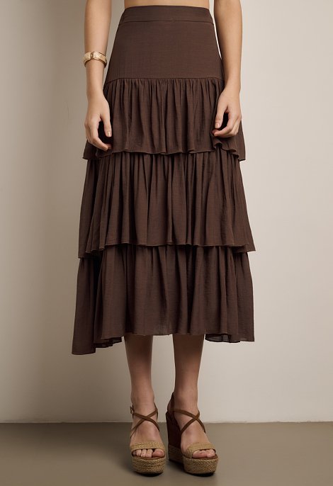 Midi skirt with ruffles