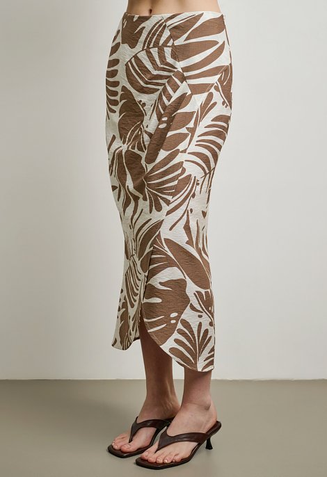 Midi skirt with tropical print