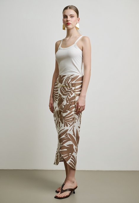 Midi skirt with tropical print