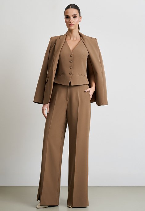 Pleated fabric trousers