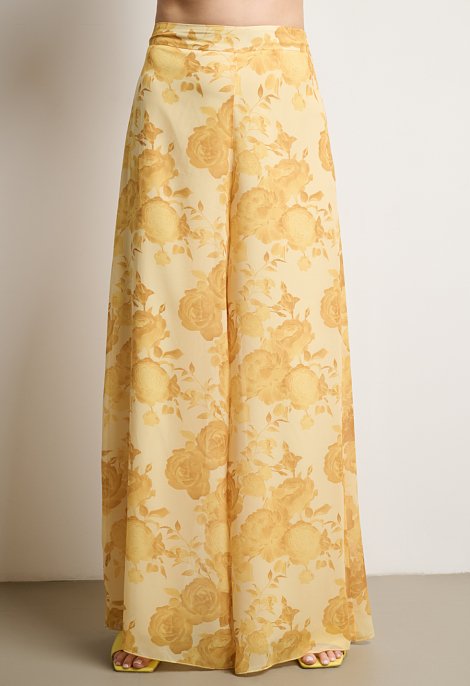 Floral σετ με ασύμμετρο top και παντελόνα