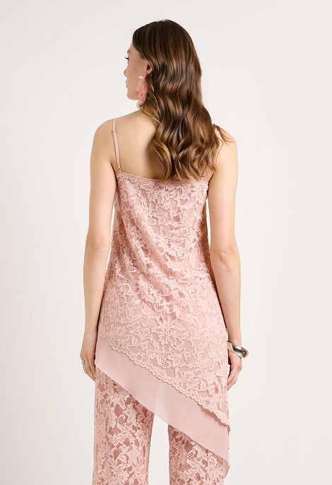 Lace set with asymmetrical top and pants