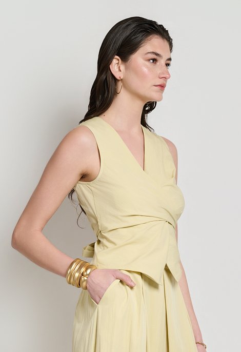 Wrap blouse and pleated midi skirt set