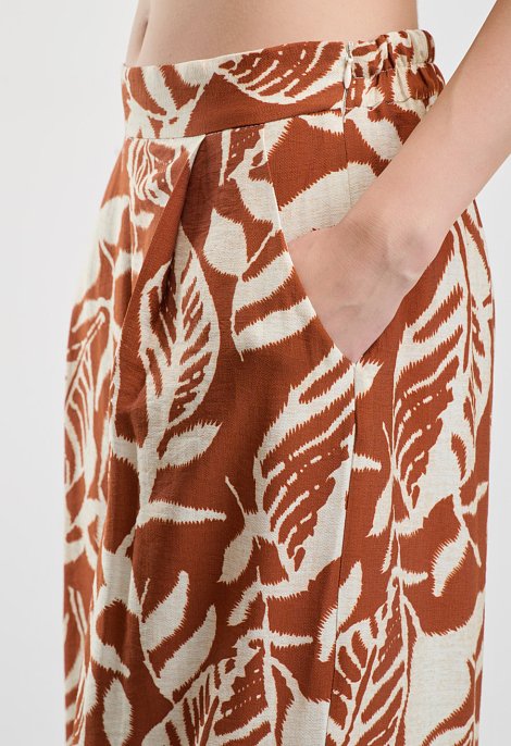 Σετ Τοπ Κρουαζέ & Παντελόνα με Καφέ Tropical Print